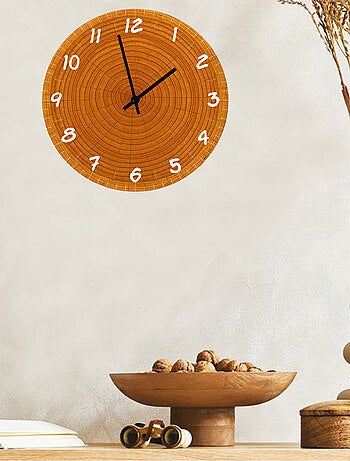 Horloge en verre tranche de bois 29 cm