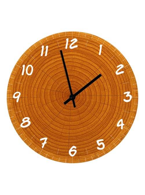 Horloge en verre tranche de bois 29 cm - Kiabi
