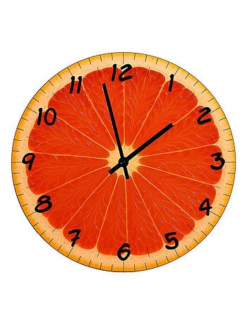 Horloge en verre tranche de pamplemousse 29 cm