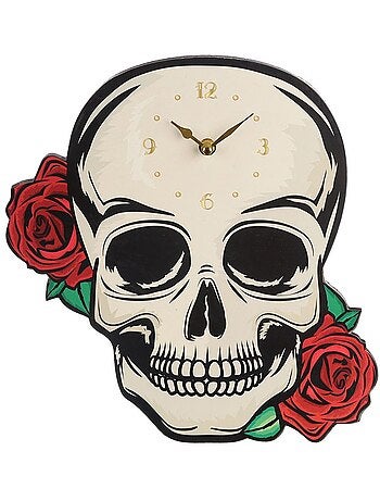 Horloge Gothique Crane et Rose