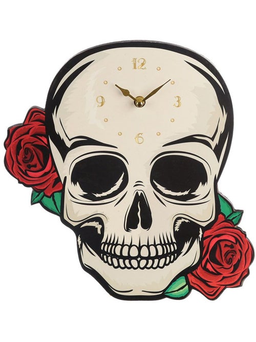 Horloge Gothique Crane et Rose - Kiabi