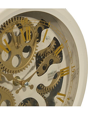 Horloge mécanique à poser engrenages apparents JANIS
