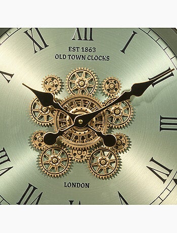 Horloge mécanique acier engrenages apparents MICHEL