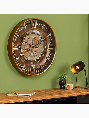 Horloge mécanique acier engrenages mobiles YONI