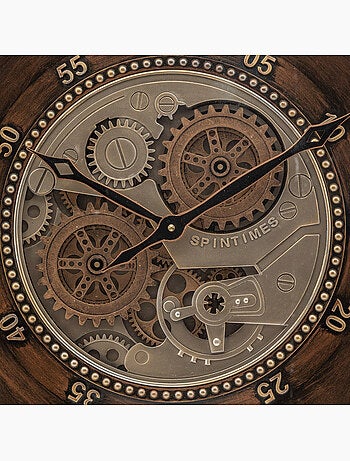 Horloge mécanique acier engrenages mobiles YONI