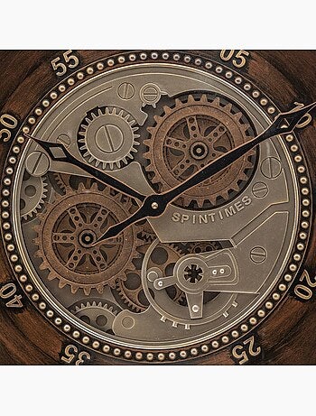 Horloge mécanique acier engrenages mobiles YONI