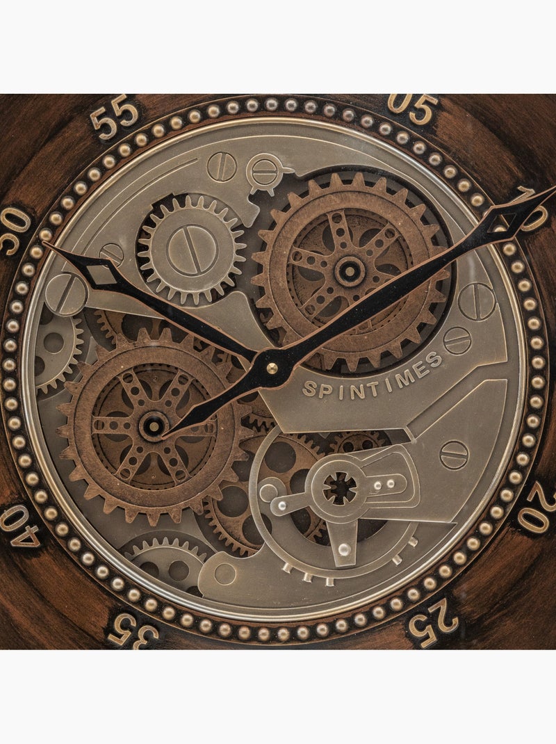 Horloge mécanique acier engrenages mobiles YONI Marron - Kiabi