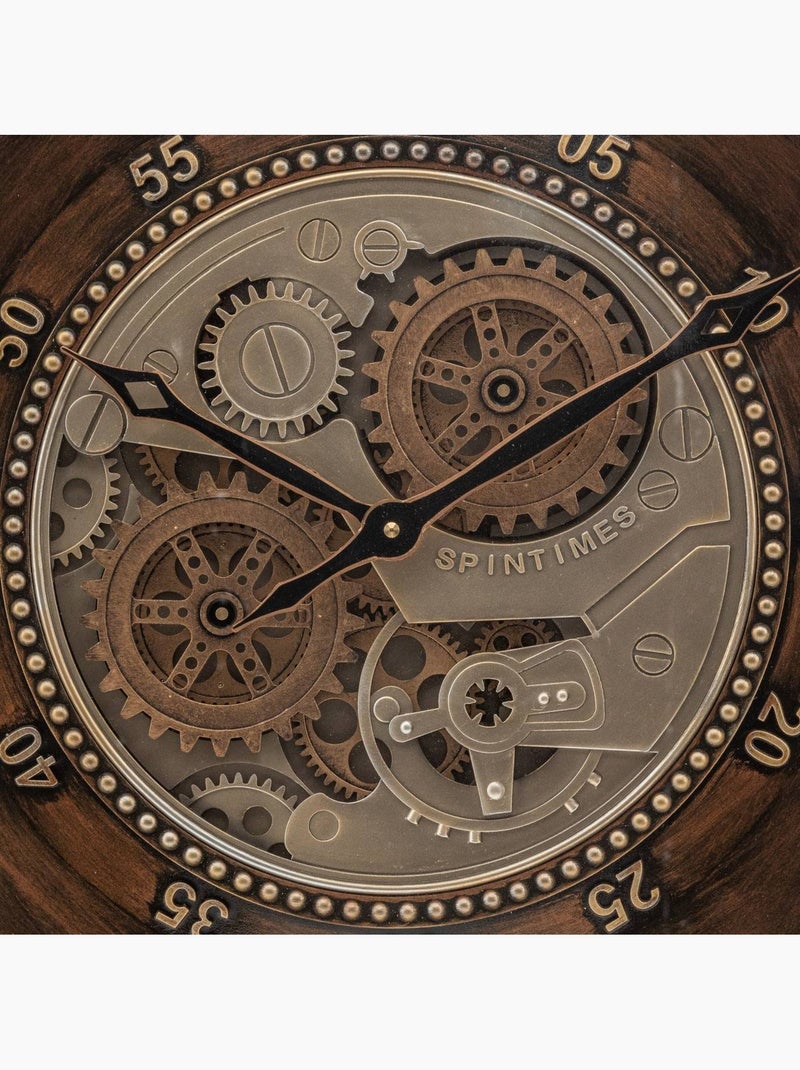 Horloge mécanique acier engrenages mobiles YONI Marron - Kiabi