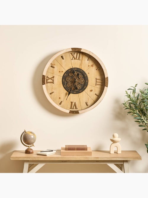 Horloge mécanique bois et fonte engrenages apparents MICKA - Kiabi