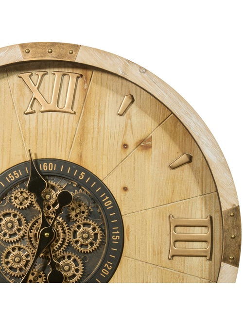 Horloge mécanique bois et fonte engrenages apparents MICKA - Kiabi