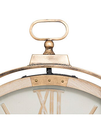 Horloge mécanique bois et fonte engrenages laiton SONIKA