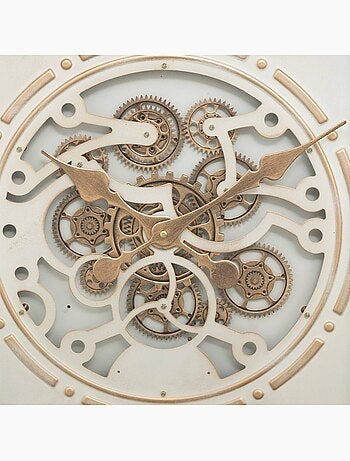 Horloge mécanique bois et fonte engrenages laiton SONIKA