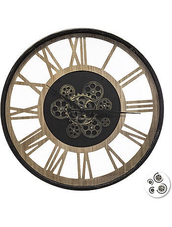 Horloge mécanique en bois et métal PAUL
