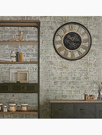 Horloge mécanique en bois et métal PAUL