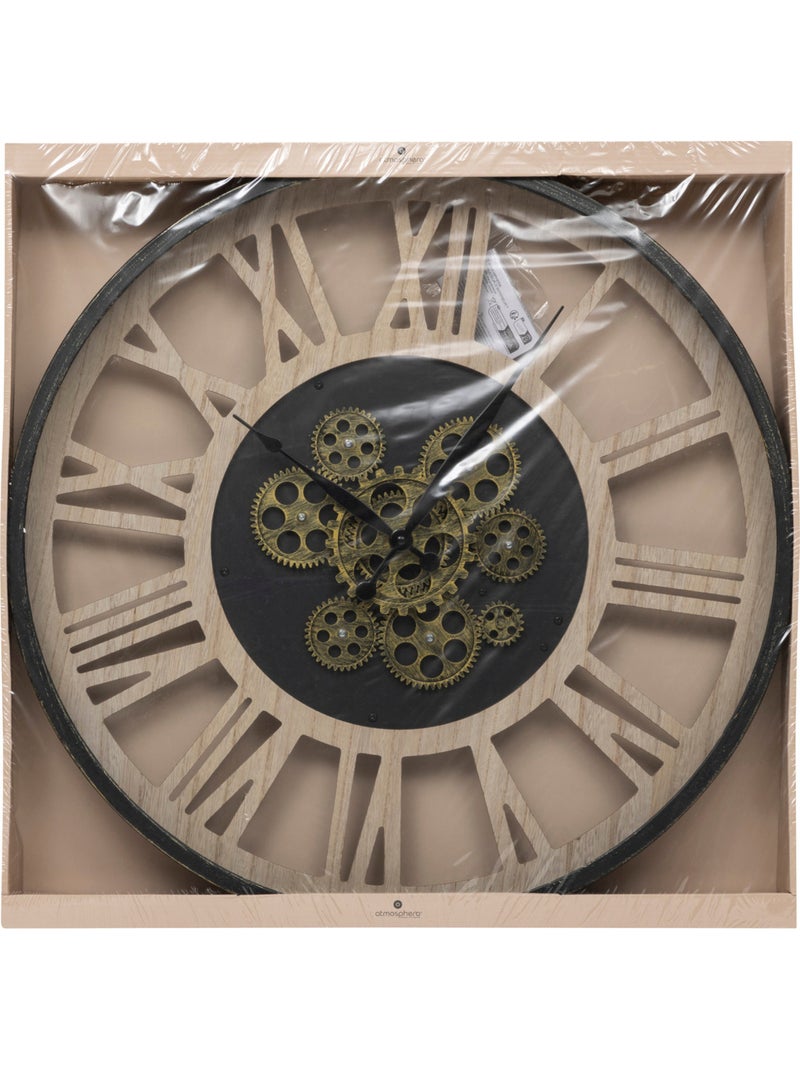 Horloge mécanique en bois et métal PAUL Noir - Kiabi