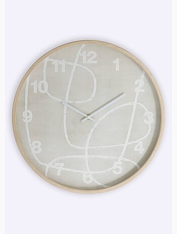 Horloge motif abstrait cadre aspect bois - Atmosphera