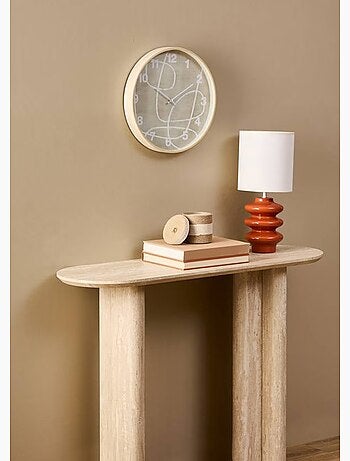 Horloge motif abstrait cadre aspect bois - Atmosphera