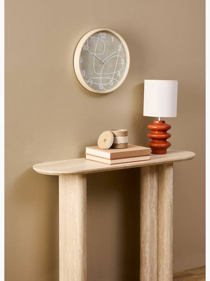 Horloge motif abstrait cadre aspect bois - Atmosphera Beige - Kiabi