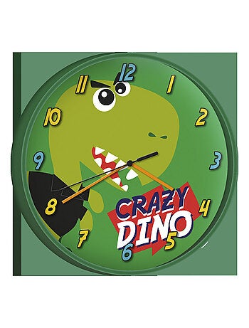 Horloge murale - dinosaure crazy dino - vert - 25 cm