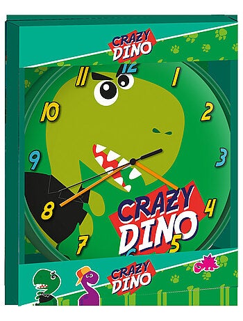 Horloge murale - dinosaure crazy dino - vert - 25 cm