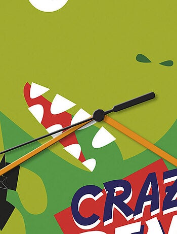 Horloge murale - dinosaure crazy dino - vert - 25 cm
