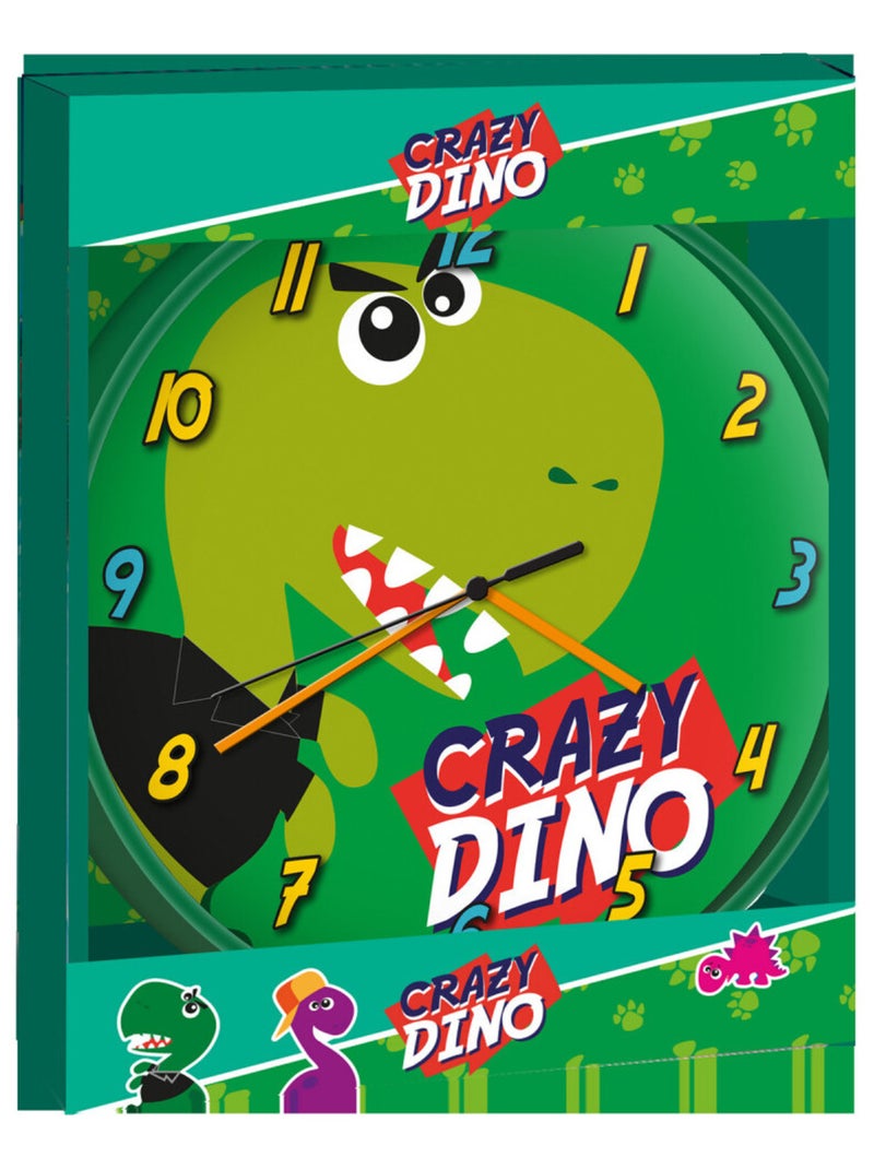 Horloge murale - dinosaure crazy dino - vert - 25 cm Vert - Kiabi