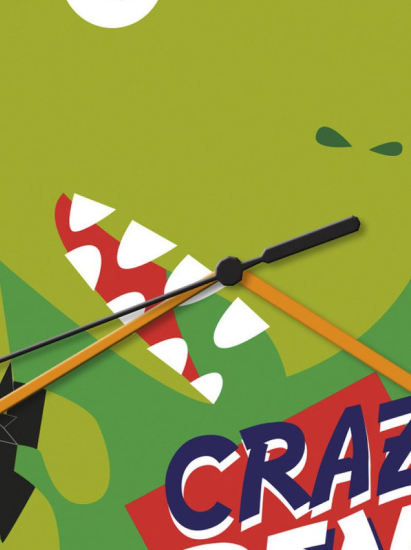 Horloge murale - dinosaure crazy dino - vert - 25 cm Vert - Kiabi