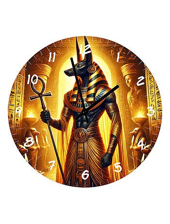 Horloge murale Anubis en verre 29 cm