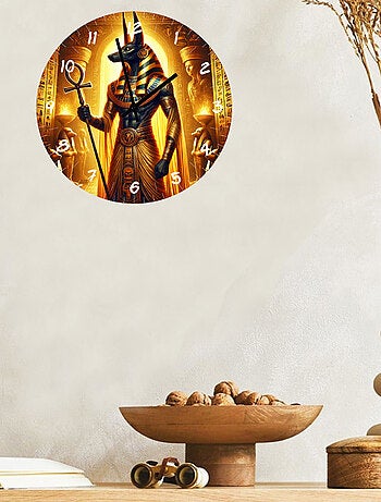 Horloge murale Anubis en verre 29 cm