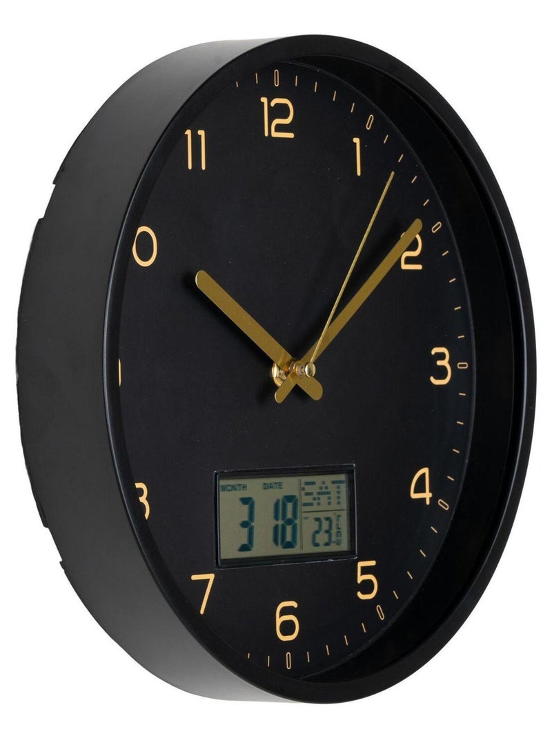 Horloge murale avec affichage digital Ø 25 cm - - House Nordic Noir mat - Kiabi