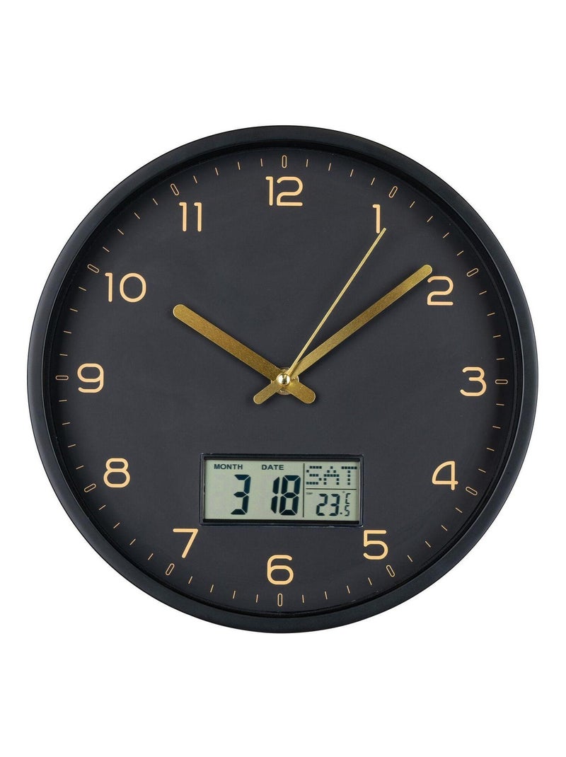Horloge murale avec affichage digital Ø 25 cm - - House Nordic Noir mat - Kiabi