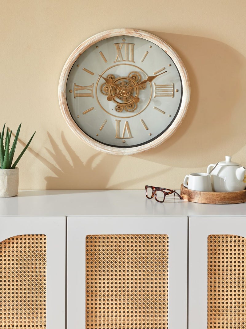 Horloge murale avec mécanisme en bois SONIKA Beige - Kiabi