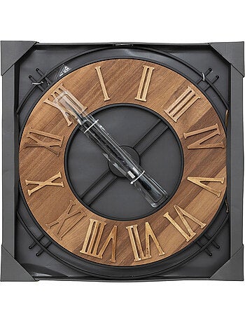 Horloge murale bois chiffres romains relief DORIAN