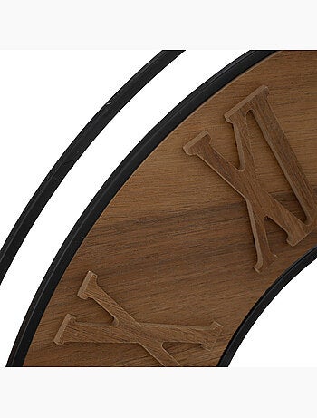 Horloge murale bois chiffres romains relief DORIAN
