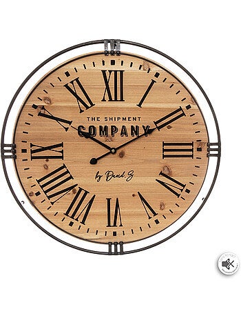 Horloge murale bois et métal COLONIAL