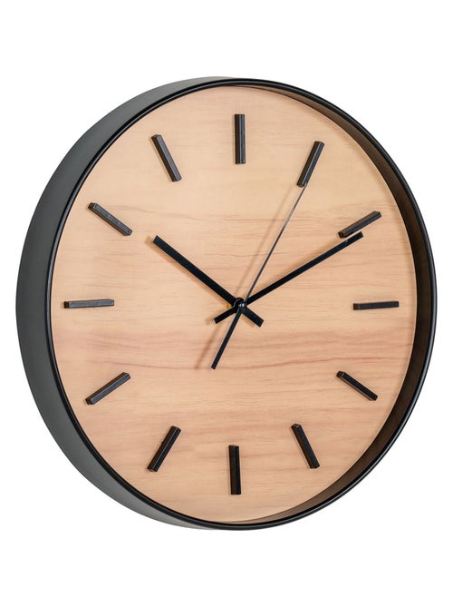 Horloge murale Camden - Horloge murale, noir/naturel, mouvement silencieux ø35 cm - Kiabi
