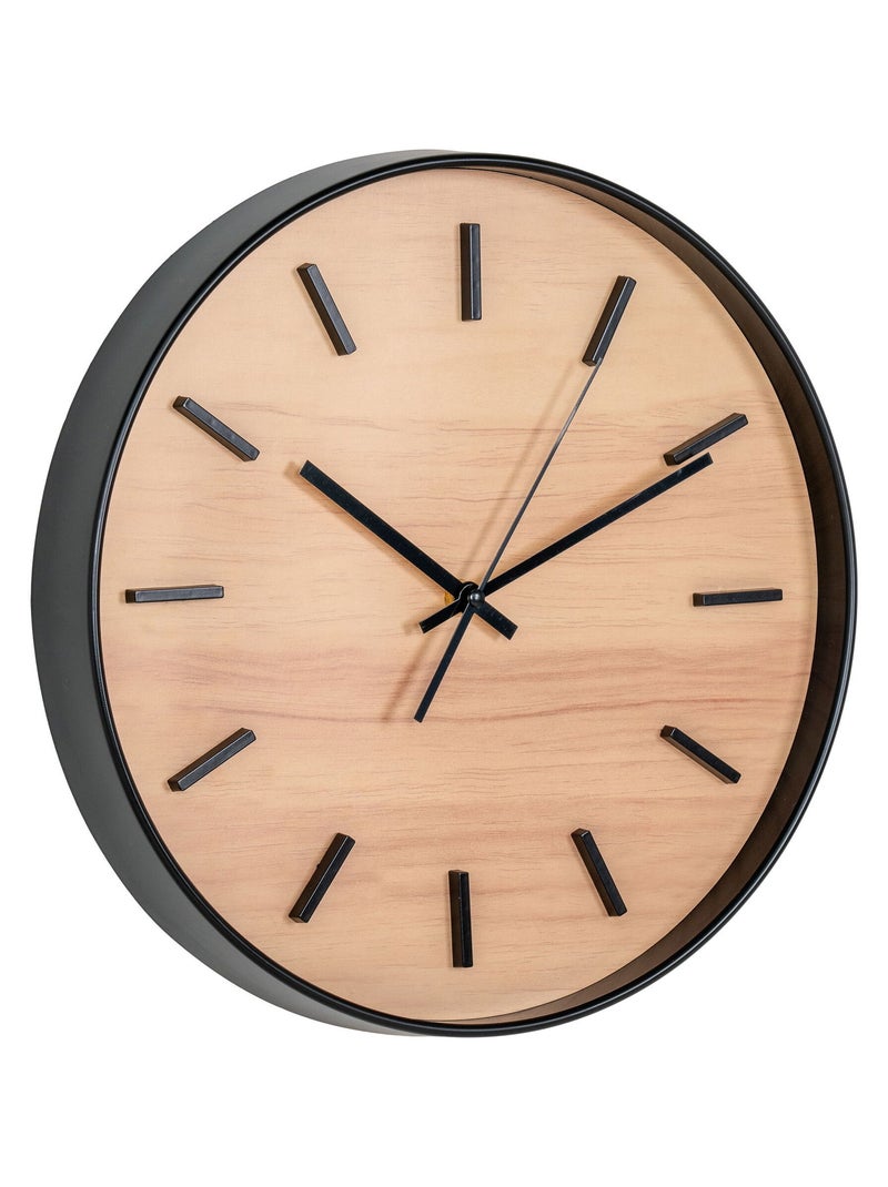 Horloge murale Camden - Horloge murale, noir/naturel, mouvement silencieux ø35 cm Noir Beige - Kiabi