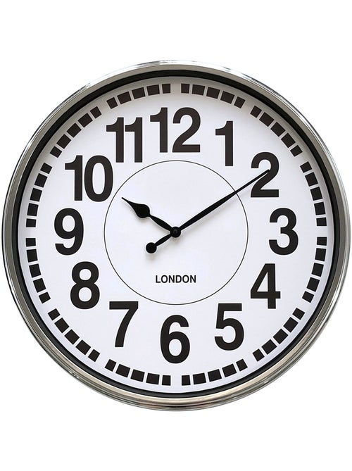 Horloge murale chromée style industriel - AFIBEL - Kiabi