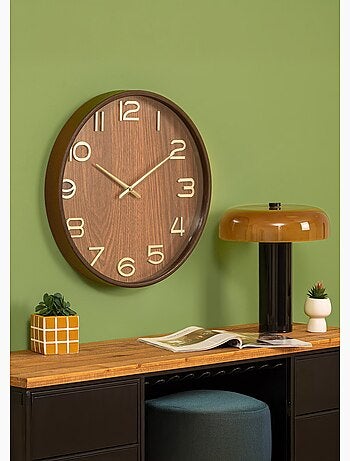 Horloge murale en bois chiffres 3D IVANA