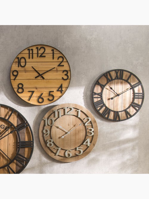 Horloge murale en bois et métal abby - Kiabi