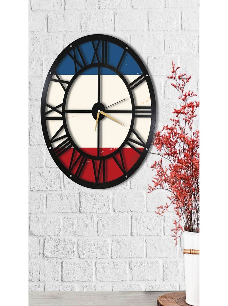 Horloge murale en métal Wall Bleu Blanc - Kiabi