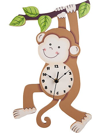Horloge Murale Enfant Décorative, 4cm, Brun