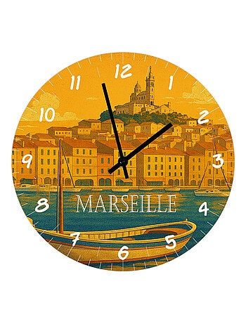 Horloge murale Marseille en verre