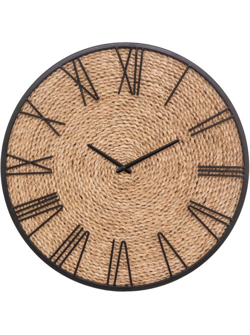 Horloge murale métal et paille nico - Kiabi