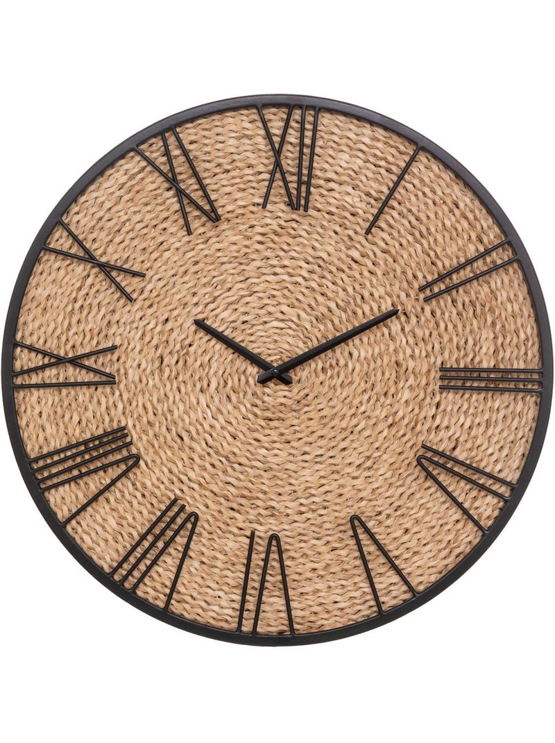 Horloge murale métal et paille nico Beige - Kiabi
