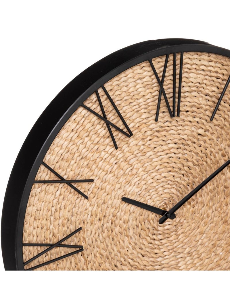 Horloge murale métal et paille nico Beige - Kiabi