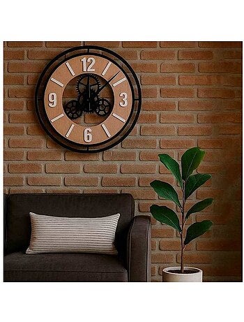 Horloge murale ronde en métal noir 57cm