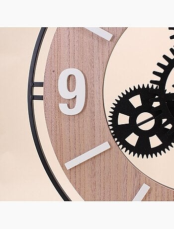 Horloge murale ronde en métal noir 57cm