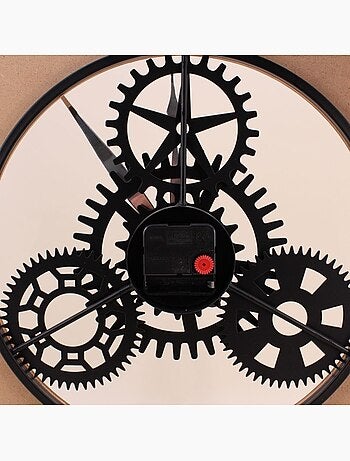 Horloge murale ronde en métal noir 57cm