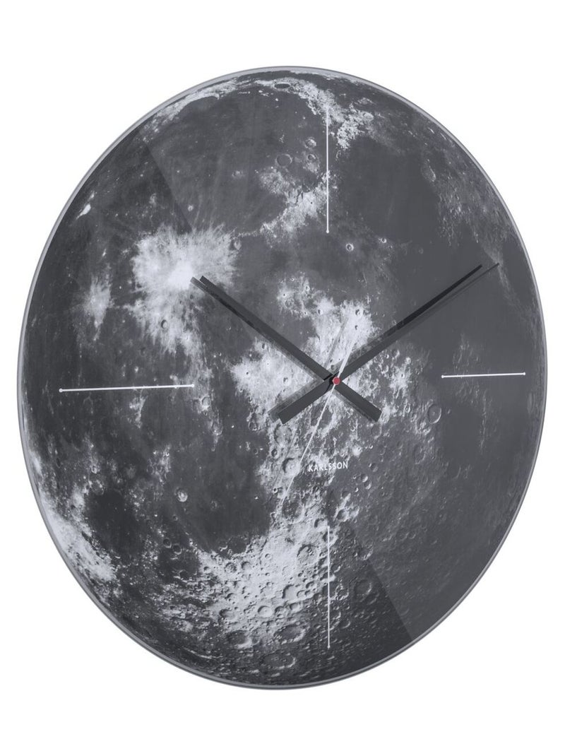 Horloge murale ronde en verre LUNE Gris - Kiabi